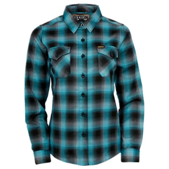 Dixxon Flannel Shirt Women's Size Small Tortuga Blue Plaid Long Sleeve Button Up - Picture 1 of 16